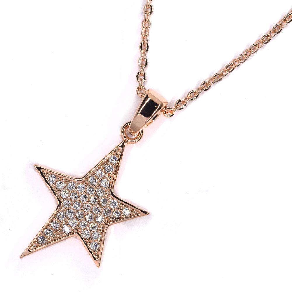 Premium cubic zirconia star rose gold plated necklace