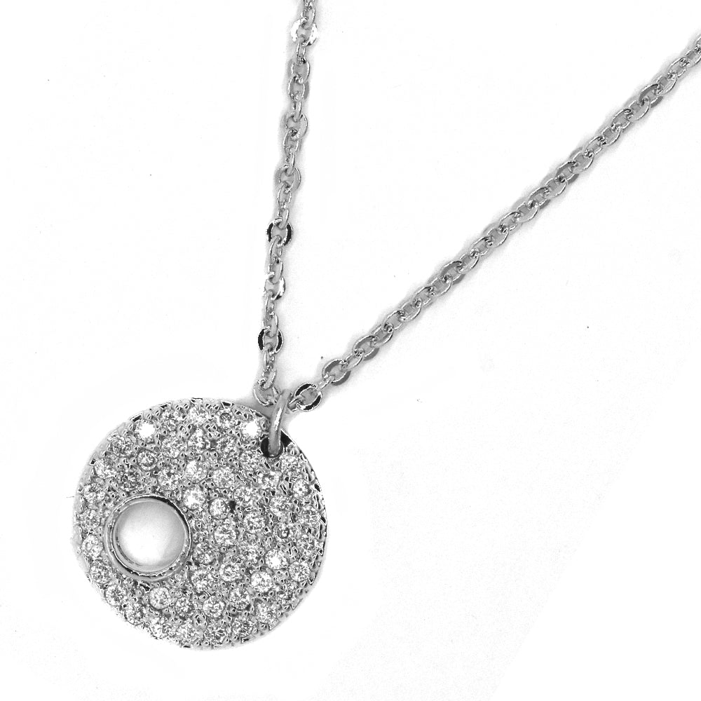 Premium cubic zirconia cutout disk necklace