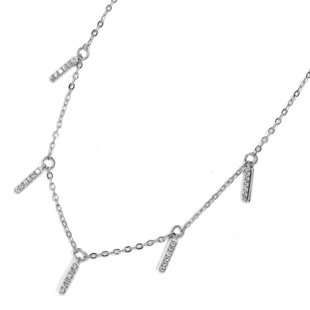 Premium cubic zirconia bar charm necklace