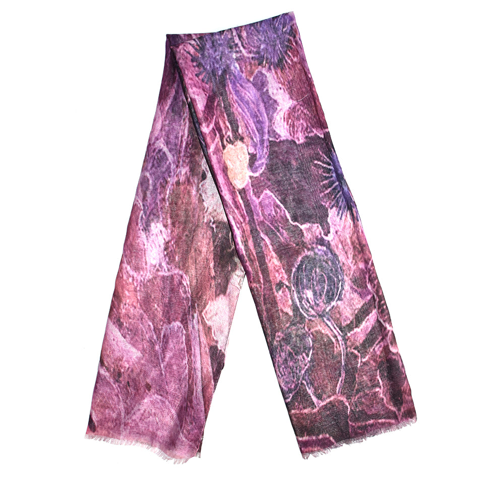 Purple, layered floral print scarf - VS6598