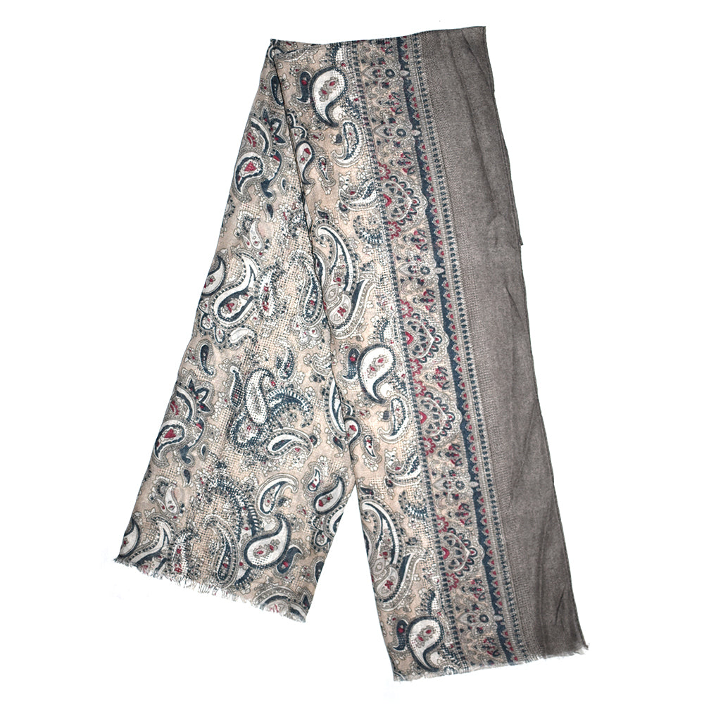 Colour edged paisley printed scarf - VS6609