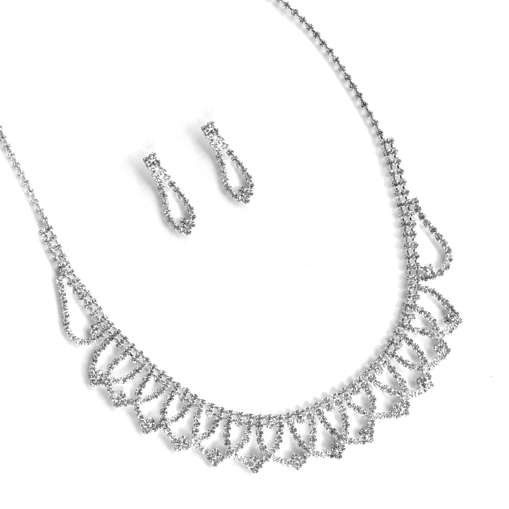 Diamante scalloped loop necklace and earring set - VST2065