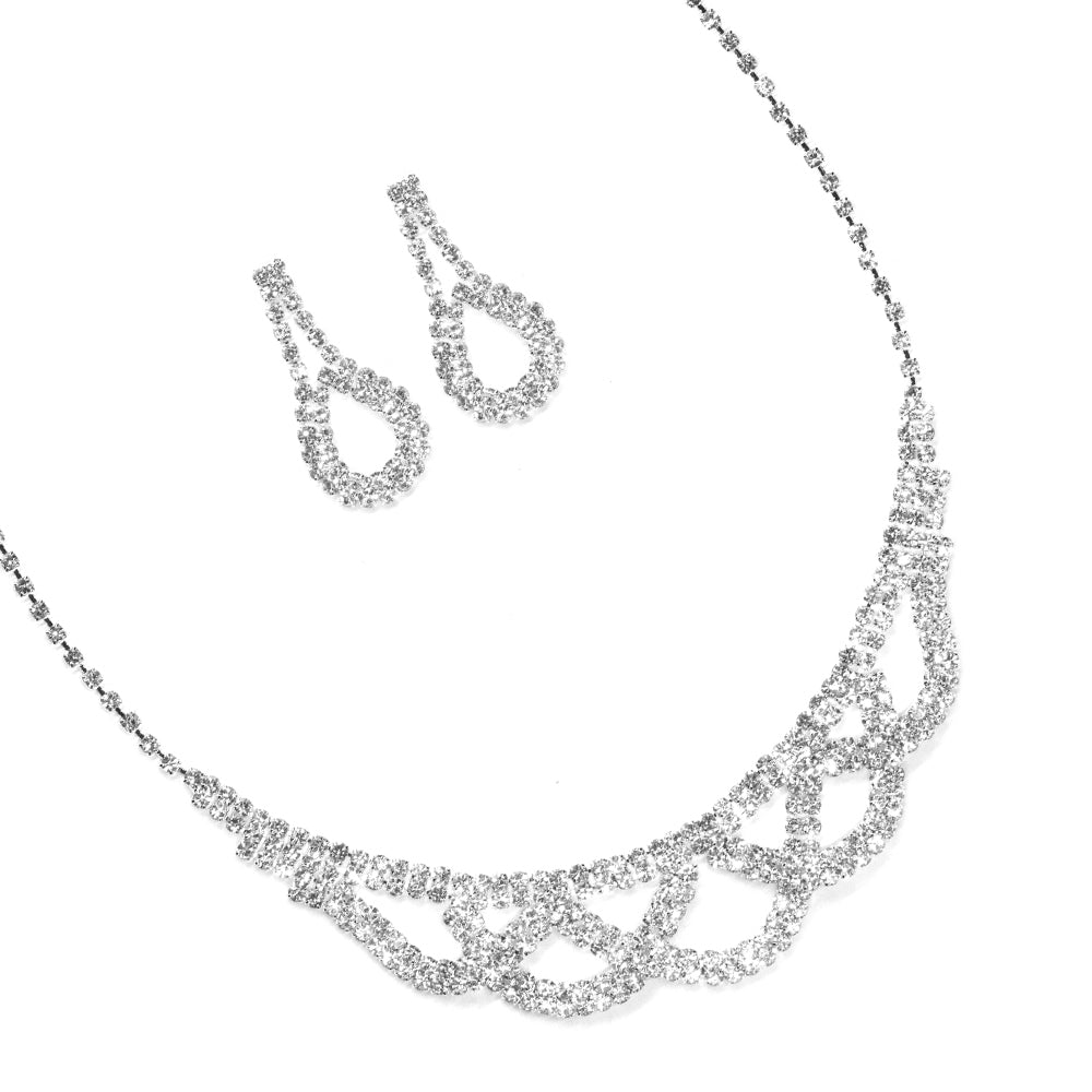 Overlapped crystal necklace and earring set - VST6479