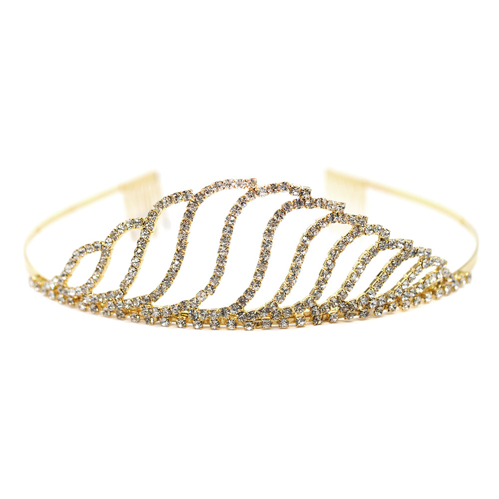 Crystal wave cutout gold tiara - VT456