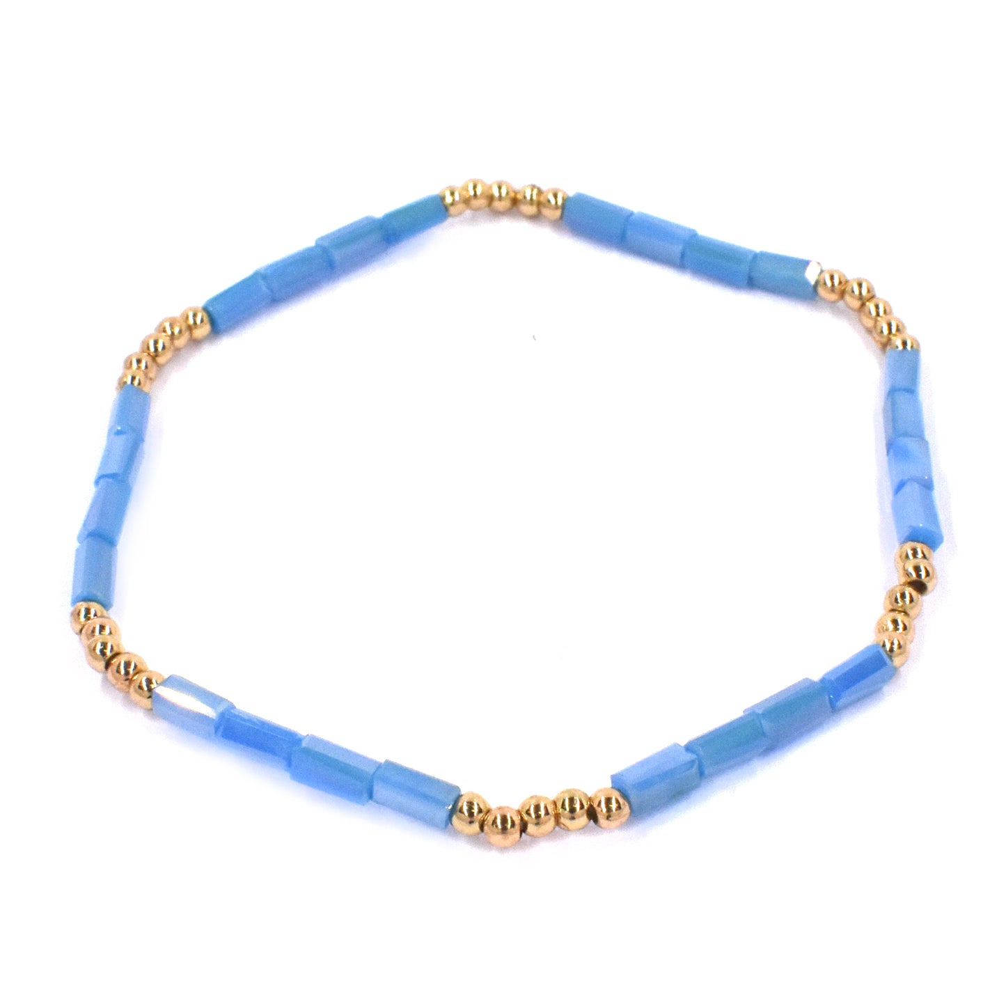 Fashion aqua blue and gold bead bracelet - YB1287-A