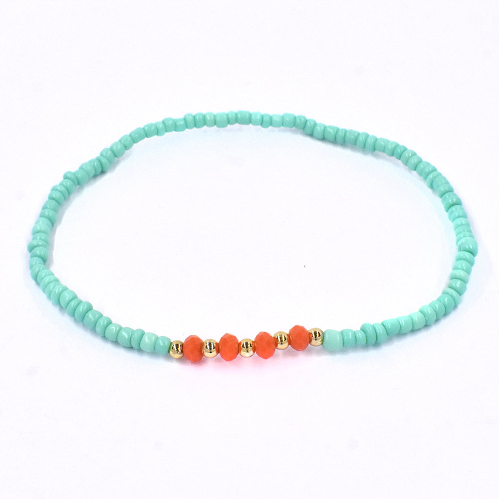 Fashion light blue and orange bead bracelet - YB1299-4