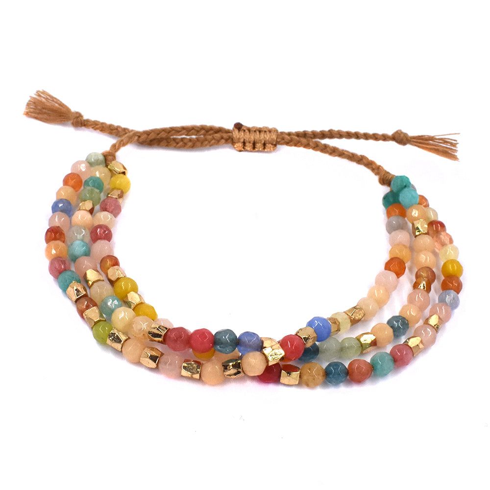 Fashion 3 stranded bead adjustable bracelet