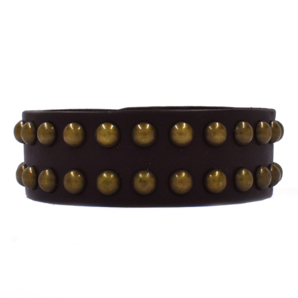 Fashion brown leather studded bracelet - YB1678