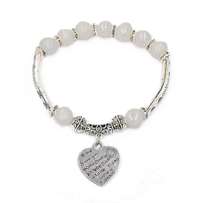 Freshwater pearl engraved heart  charm bracelet - YB3230