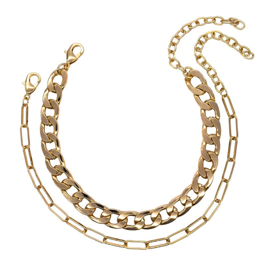 2 Pack fashion gold chunky chain bracelet