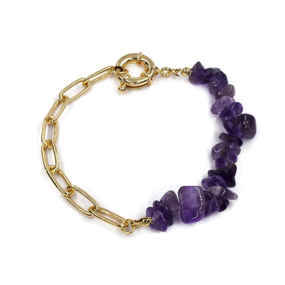 Fashion purple stone and chunky chain bracelet - YB4198