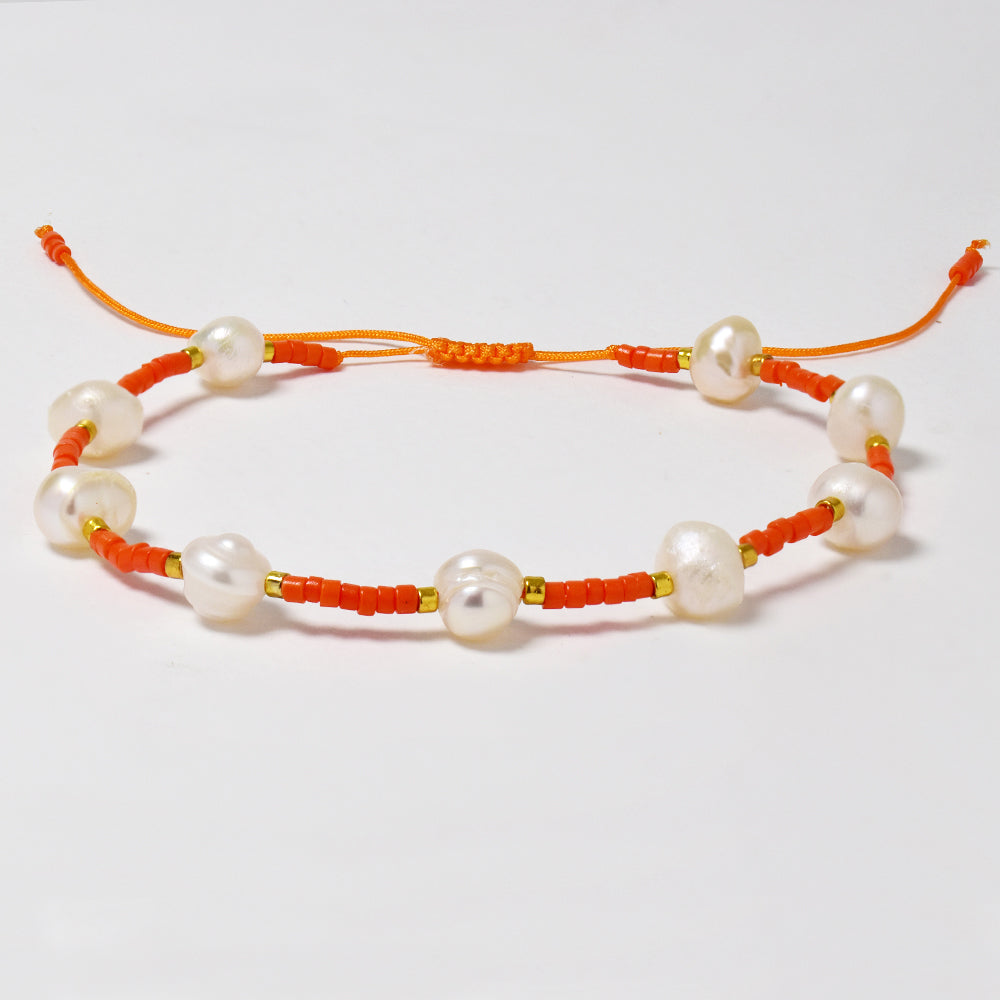 Fashion adjustable cotton beaded bracelet with pearl - YB4925