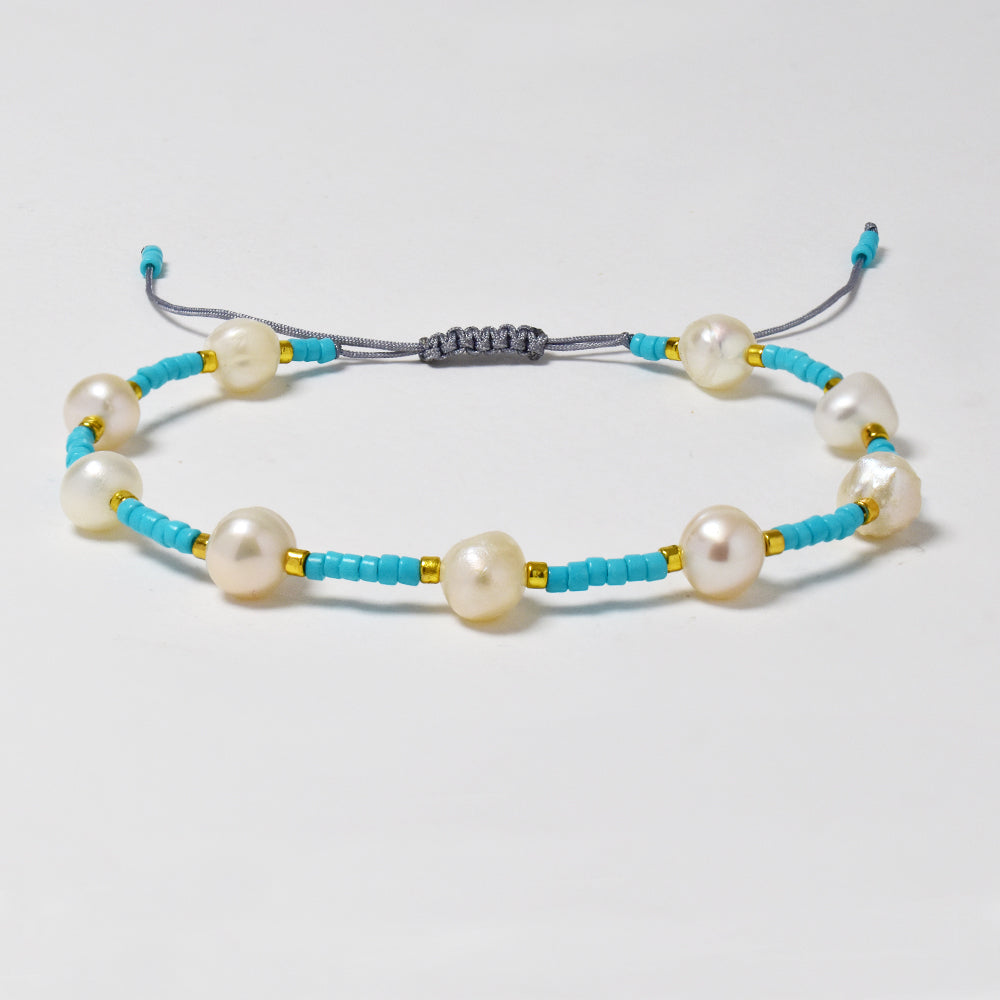 Fashion adjustable cotton beaded bracelet with pearl - YB4925