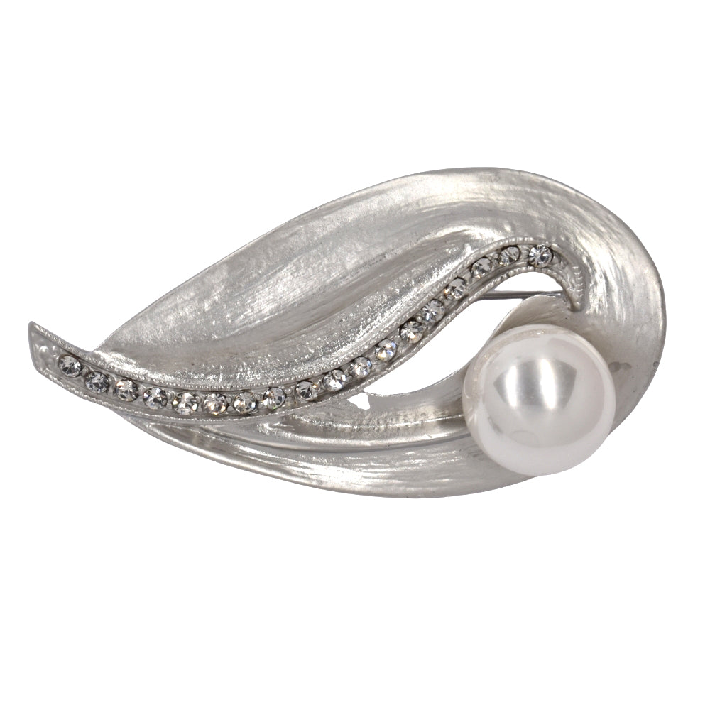 Fashion pearl and crystal shell shaped brooch - YBR1465