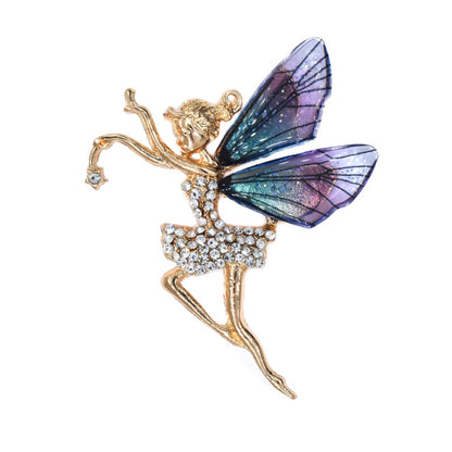 Fashion gold plated crystal fairy brooch - YBR4551