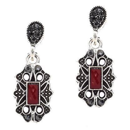 Decorative frame square colour stone fashion earring