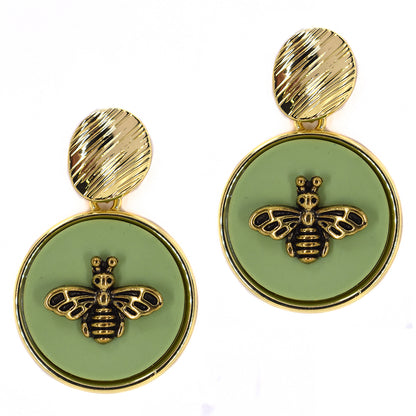 Bee detailed gold plated fashion earring