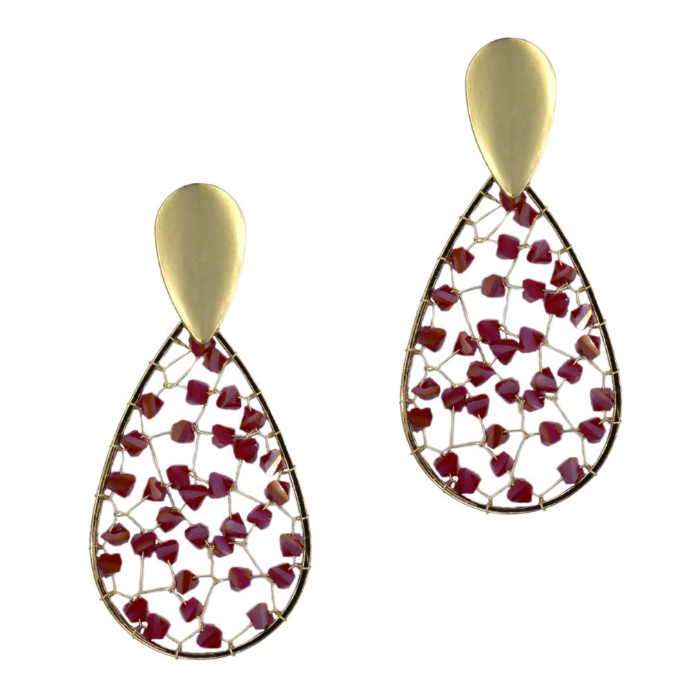 Gold teardrop statement floating bead fashion earrings - YE3600