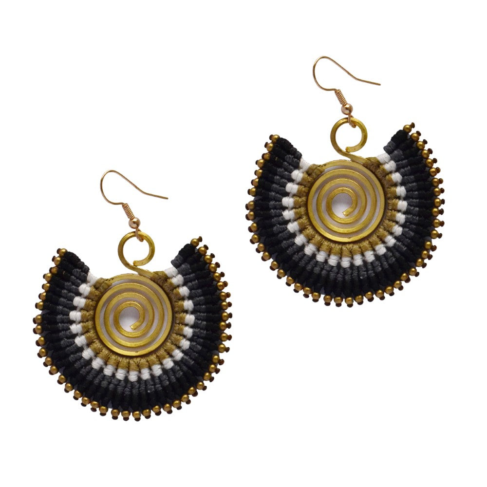 Beaded circle fan drop fashion earrings - YE3664