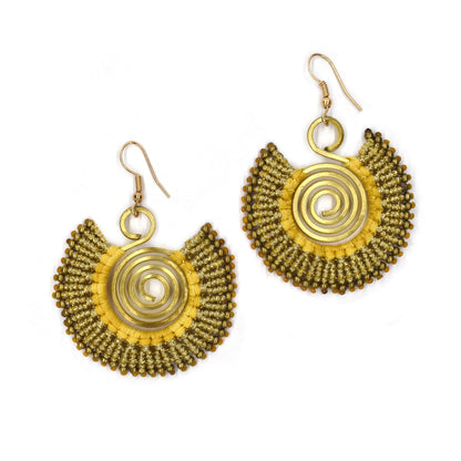 Beaded circle fan drop fashion earrings - YE3664