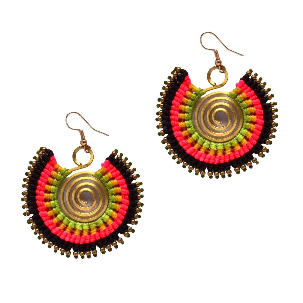 Beaded circle fan drop fashion earrings - YE3664