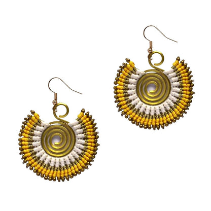 Beaded circle fan drop fashion earrings - YE3664