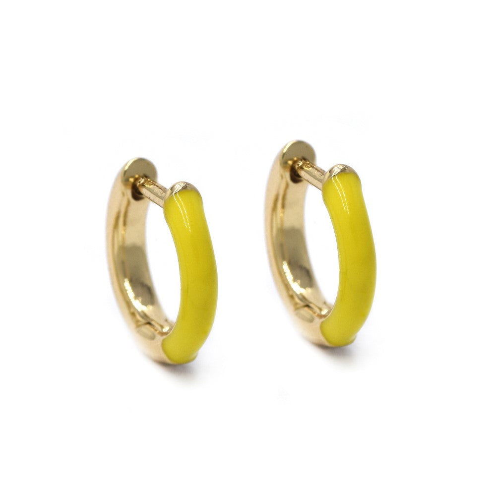 Gold yellow enamel huggie fashion earring - YE4165