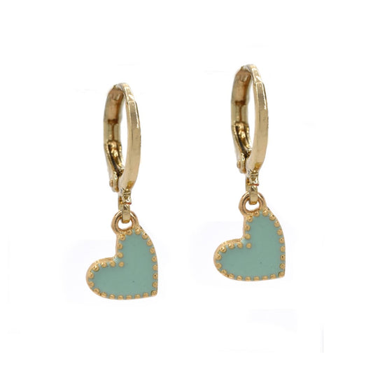 Gold hoop enamel heart fashion earring - YE4199