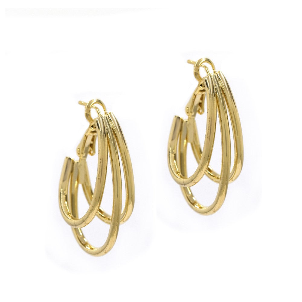 Triple hoop fashion earring with 925 sterling silver pin - YE4214