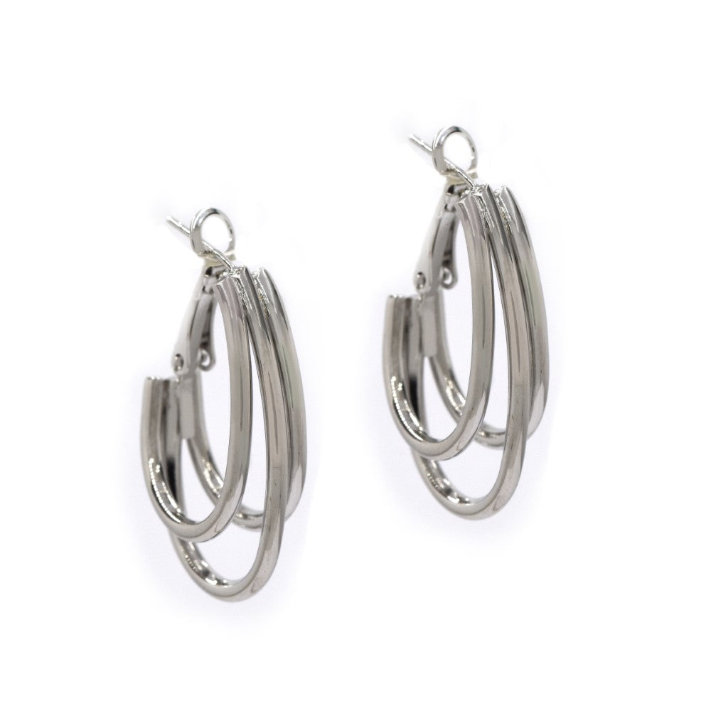 Triple hoop fashion earring with 925 sterling silver pin - YE4214