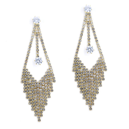 Diamond shaped crystal dangling glamour fashion earrings - YE4615