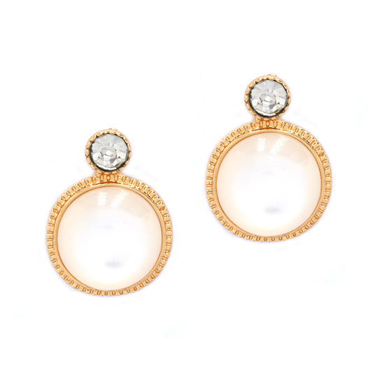 Clip on earring with white round stone fashion earring - YE4770