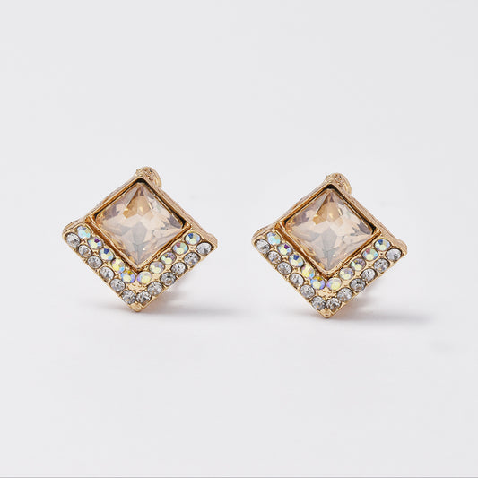 Diamond shaped stone clip on fashion earring - YE4782