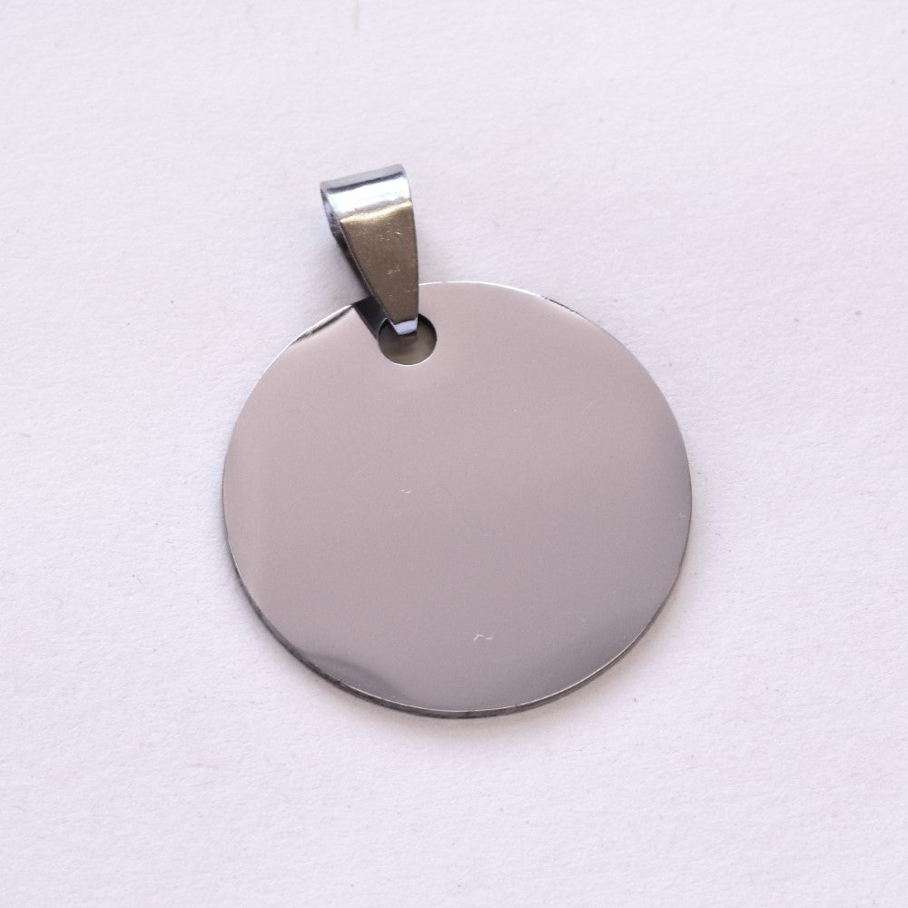 Stainless steel round  25mm disc pendant - SSYP4801