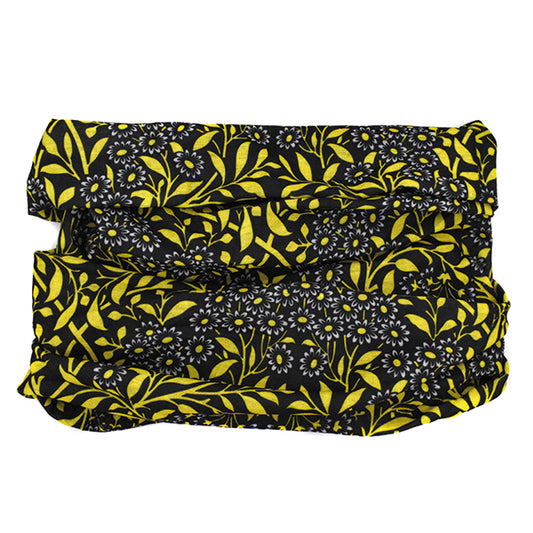 Yellow leaf and flower print buff