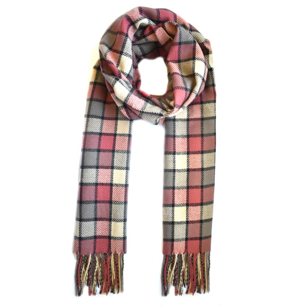 Checkered print soft fleece scarf - YS3200