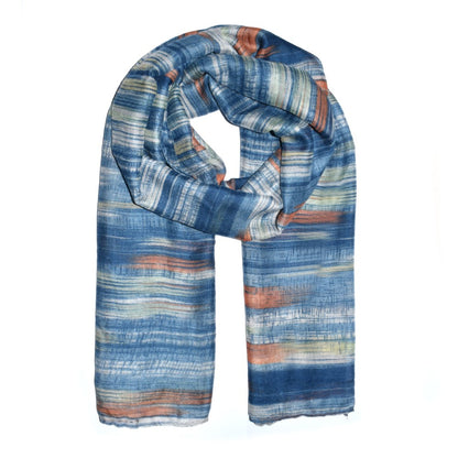 Light weight wintery tone scarf with linear print - YS4514