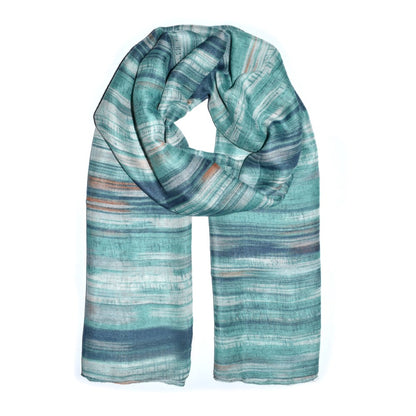 Light weight wintery tone scarf with linear print - YS4514