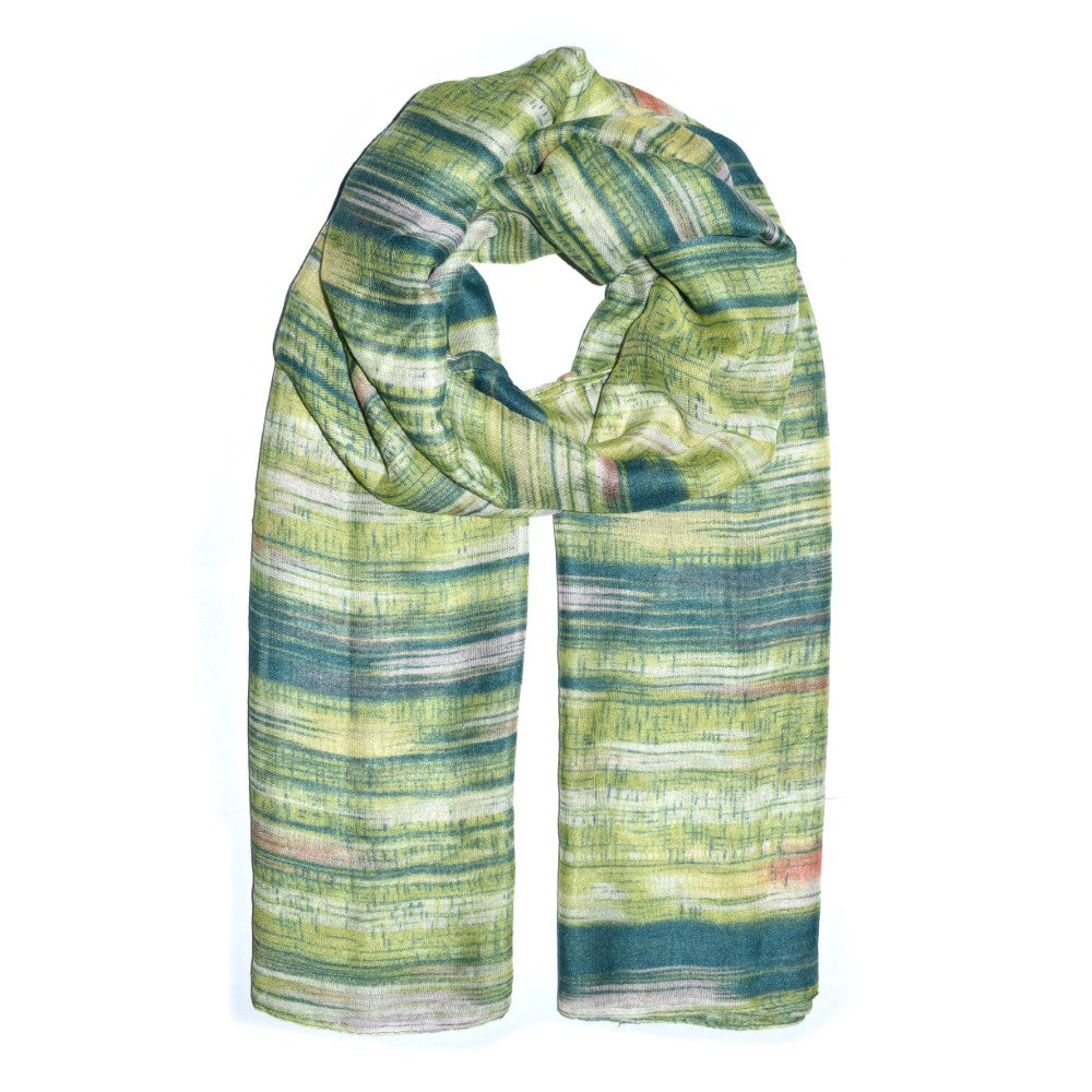 Light weight wintery tone scarf with linear print - YS4514