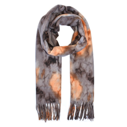 Luxuriously soft tie dye design scarf with tassels