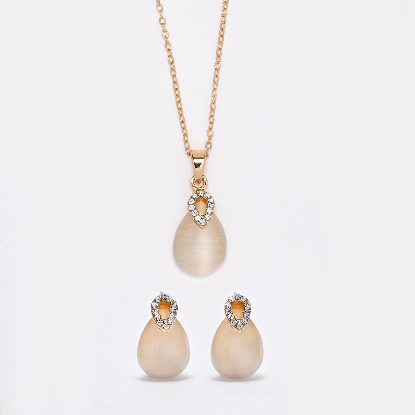 Cateye earring and necklace set - YST5850