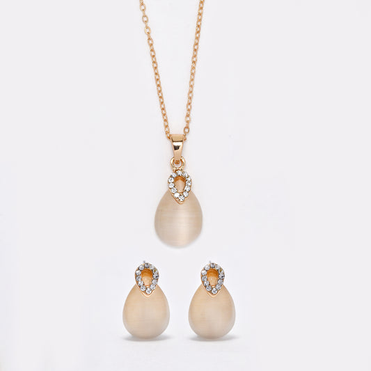 Cateye earring and necklace set - YST5850