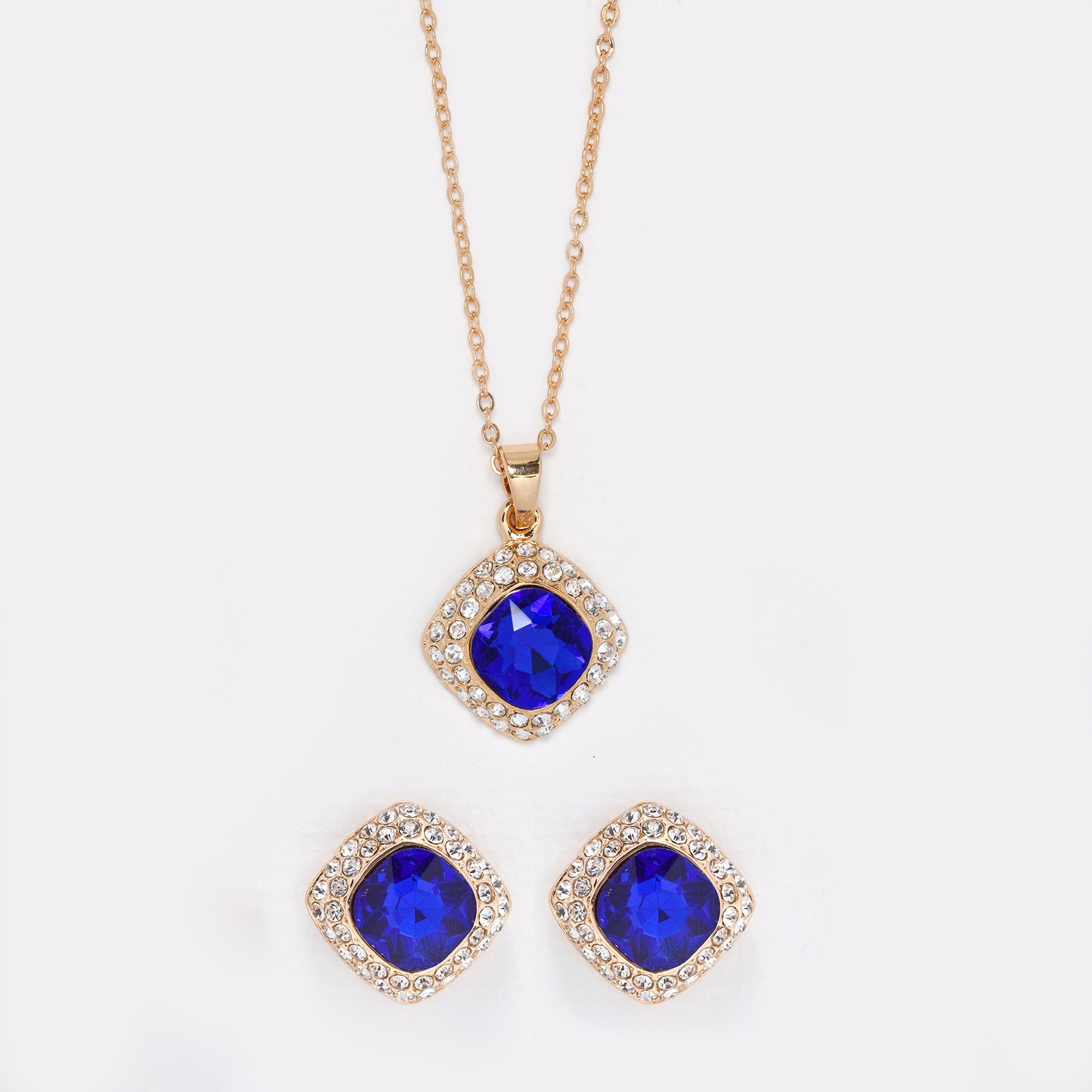 Blue & Clear crystal earring and necklace set - YST5852